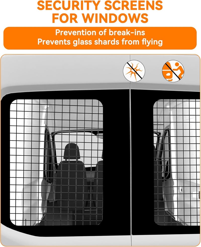 MELIPRON Window Security Screens Fit for Ford Transit Low Roof Cargo Van Rear Door Safety Screens 2PCS - Image 4